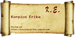 Korpics Erika névjegykártya